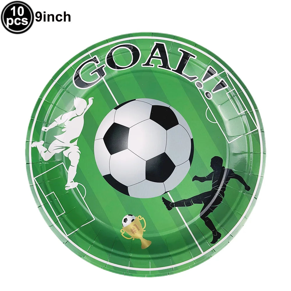 Soccer 6th Birthday Party Supplies – Balloon & Tableware Kit Party Supplies Kit Babs 9inch plate as show