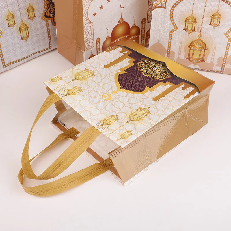 4-12Pcs Eid Mubarak Nonwoven Gift Bags – Ramadan Party Supplies Festival Gift Bags Babs