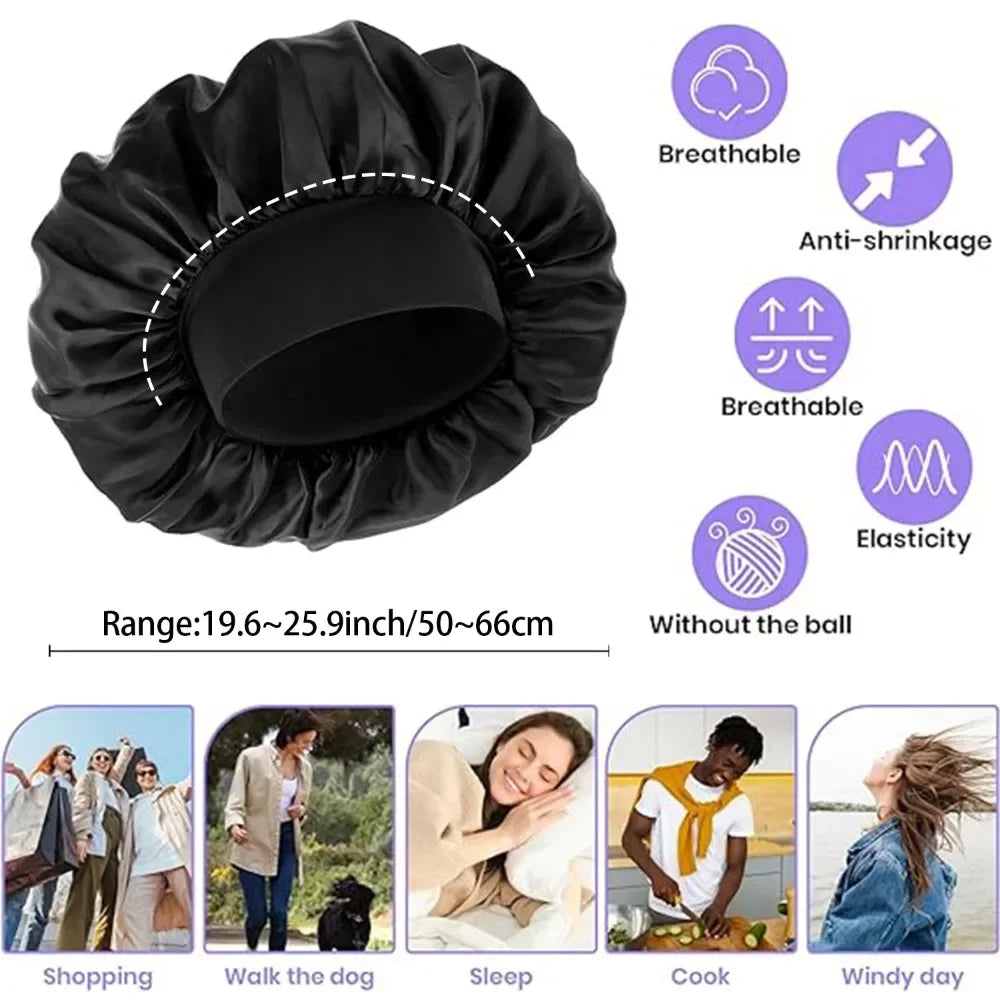 Satin Sleep Bonnet – Double Layer Elastic Cap for Curly Hair Satin Sleep Bonnet Babs