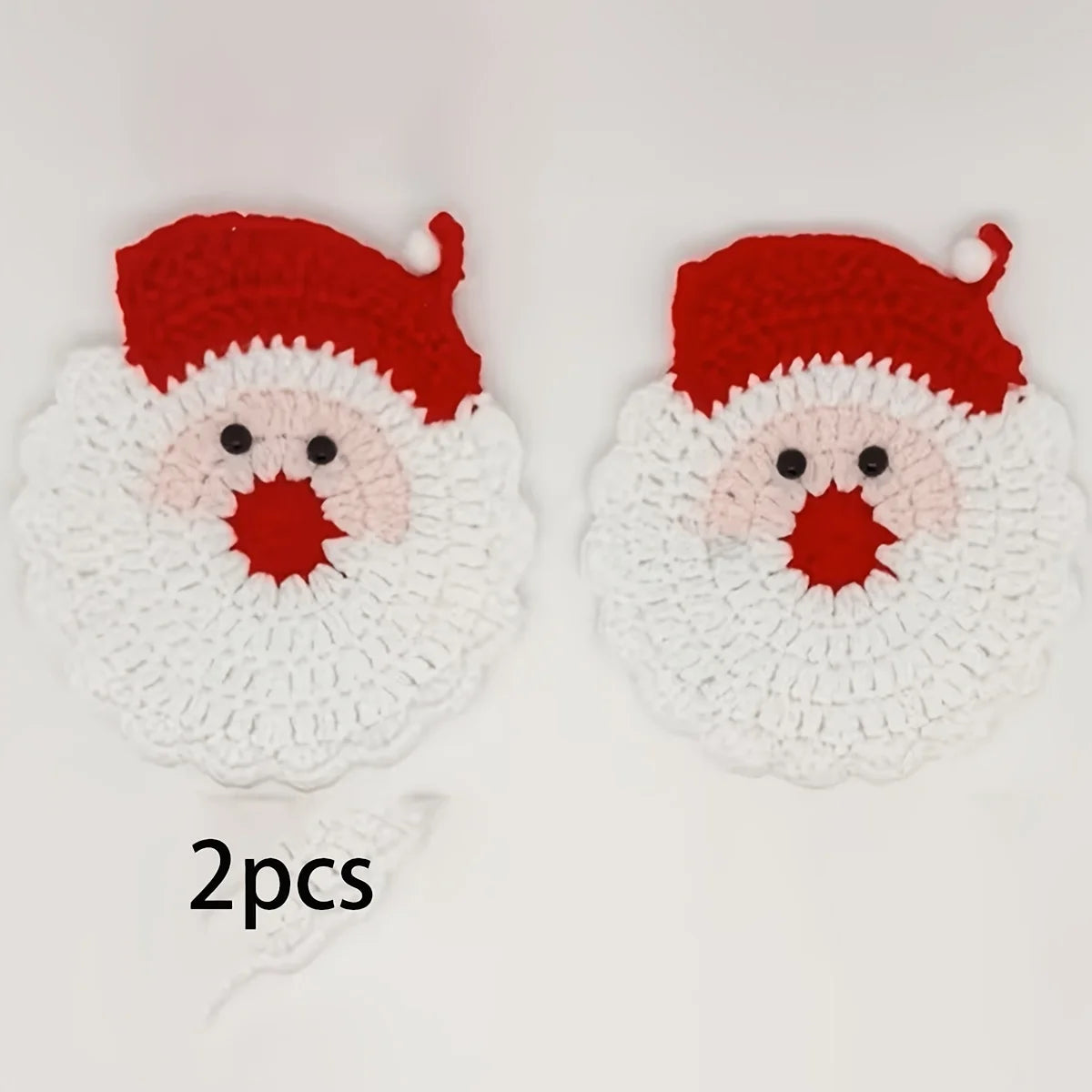 2PCS Handmade Crochet Santa Claus Coasters | Christmas Gift Holiday Crochet Coasters Babs 2PCS
