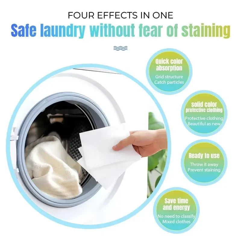 Color Catcher Laundry Sheets 50/100 Pcs – Anti-Stain & Dye Trap Laundry Color Catcher Babs