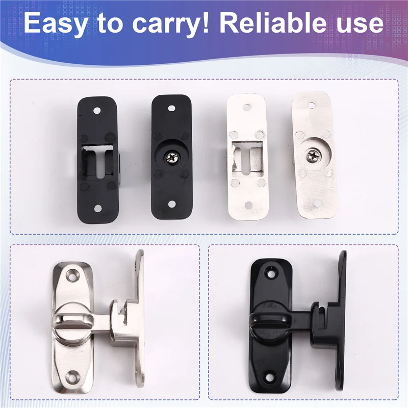 90/180° Flip Gate Latch Zinc Alloy Door & Window Lock 2 Sets Door Latch Lock Babs BlackSilver