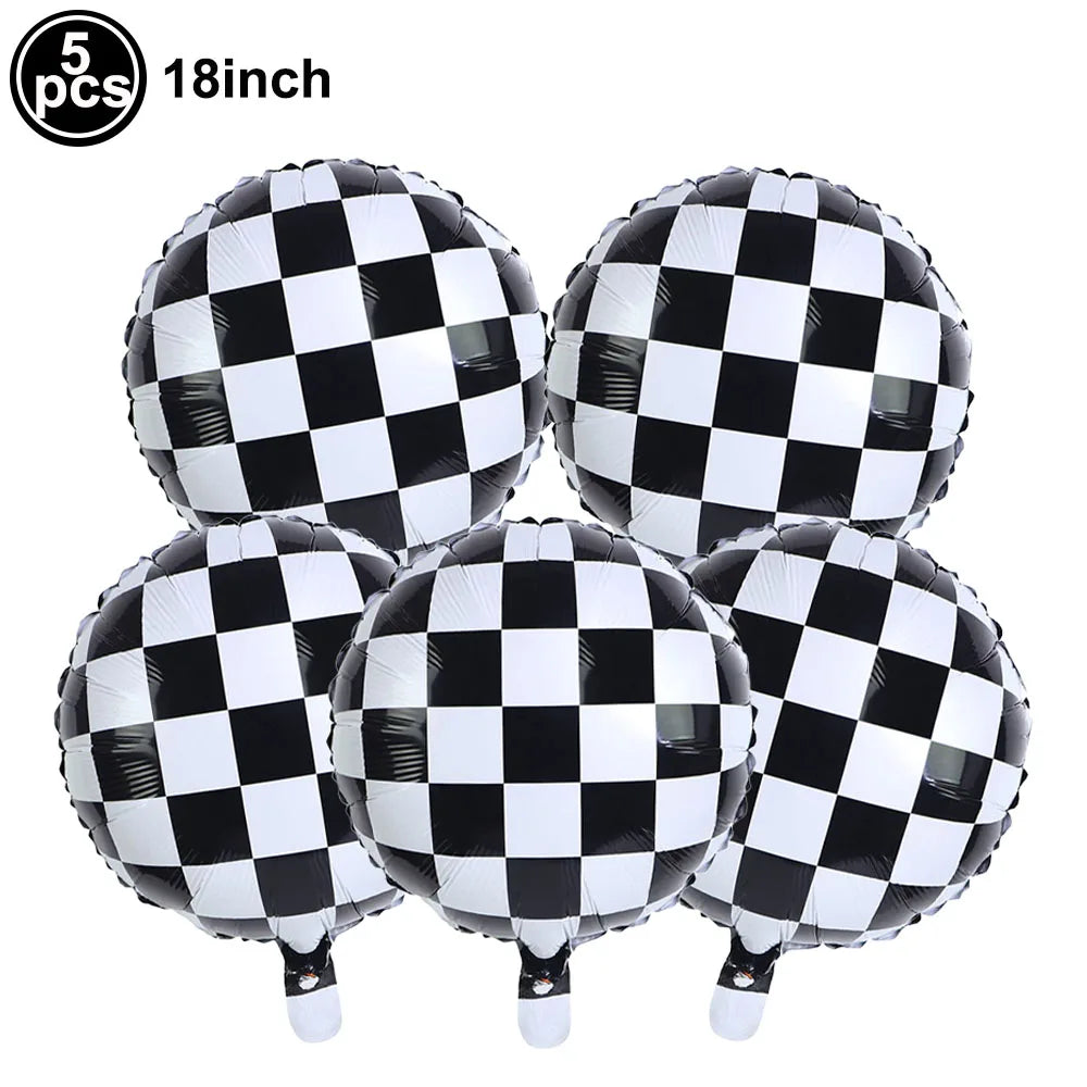 Race Car Checkered Flag Party Supplies – Racing Theme Decor Party Decoration Set Babs Gold