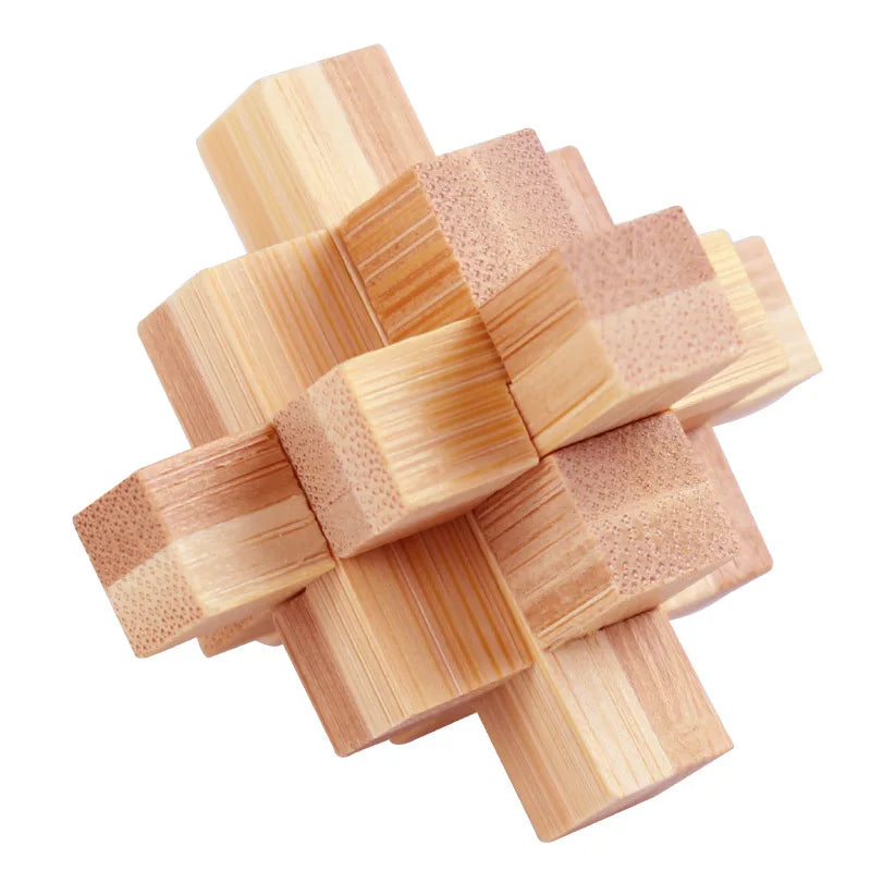 Bamboo Kongming Lock 3D Interlocking Puzzle Brain Teaser Toy 3D Interlocking Puzzle Babs 1Pc 1
