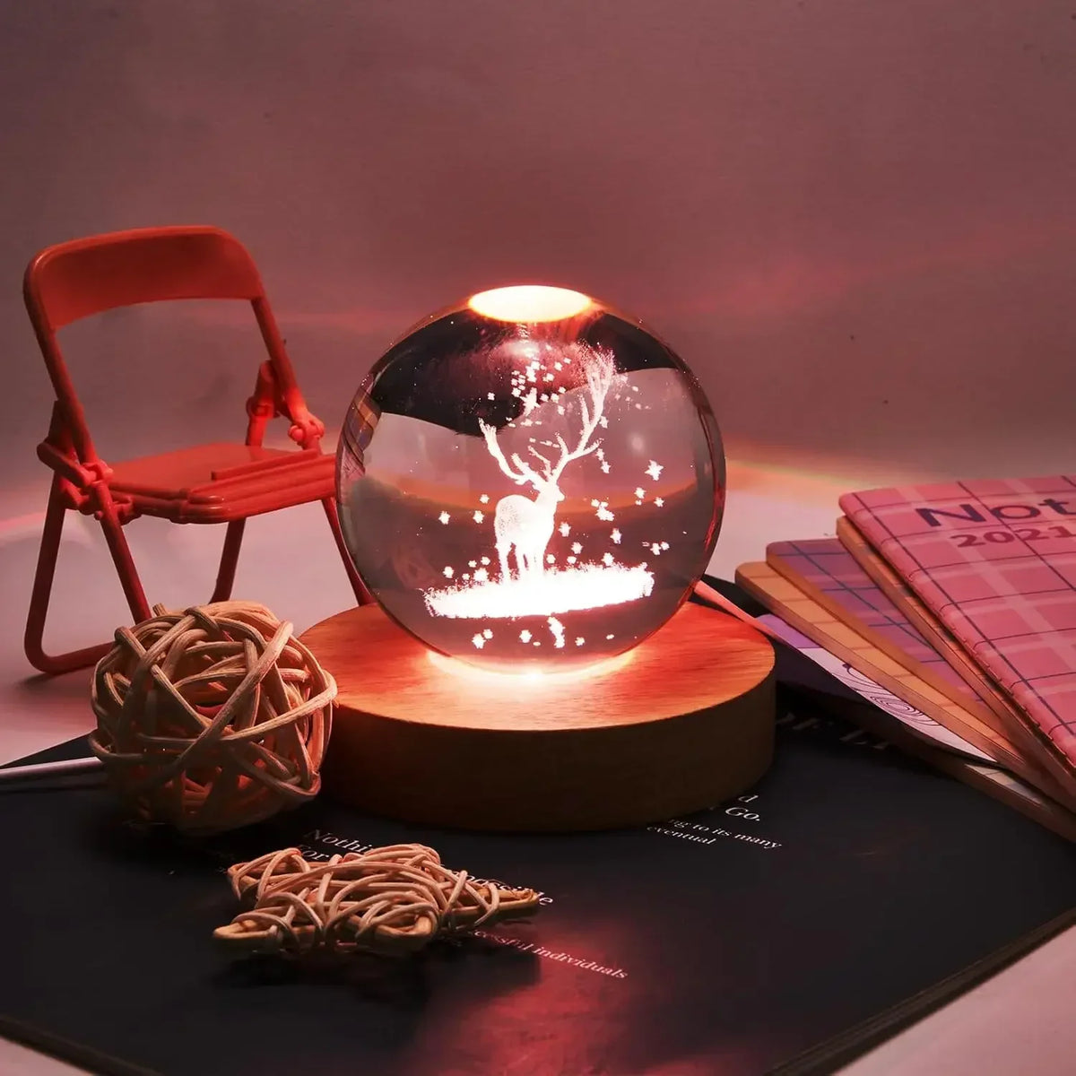 Wooden USB LED Night Light Display Stand | Desktop Lamp Base LED Display Lamp Base Babs