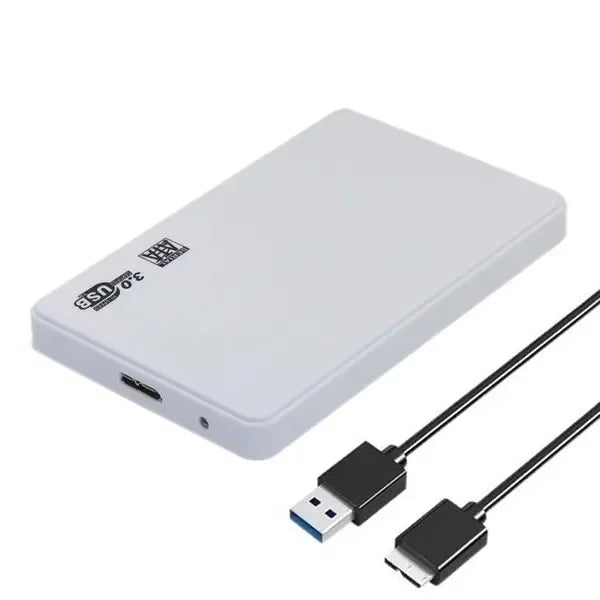 USB 3.0 2.5" SATA HDD SSD External Hard Drive Enclosure | 5Gbps Hard Drive Enclosure Babs White