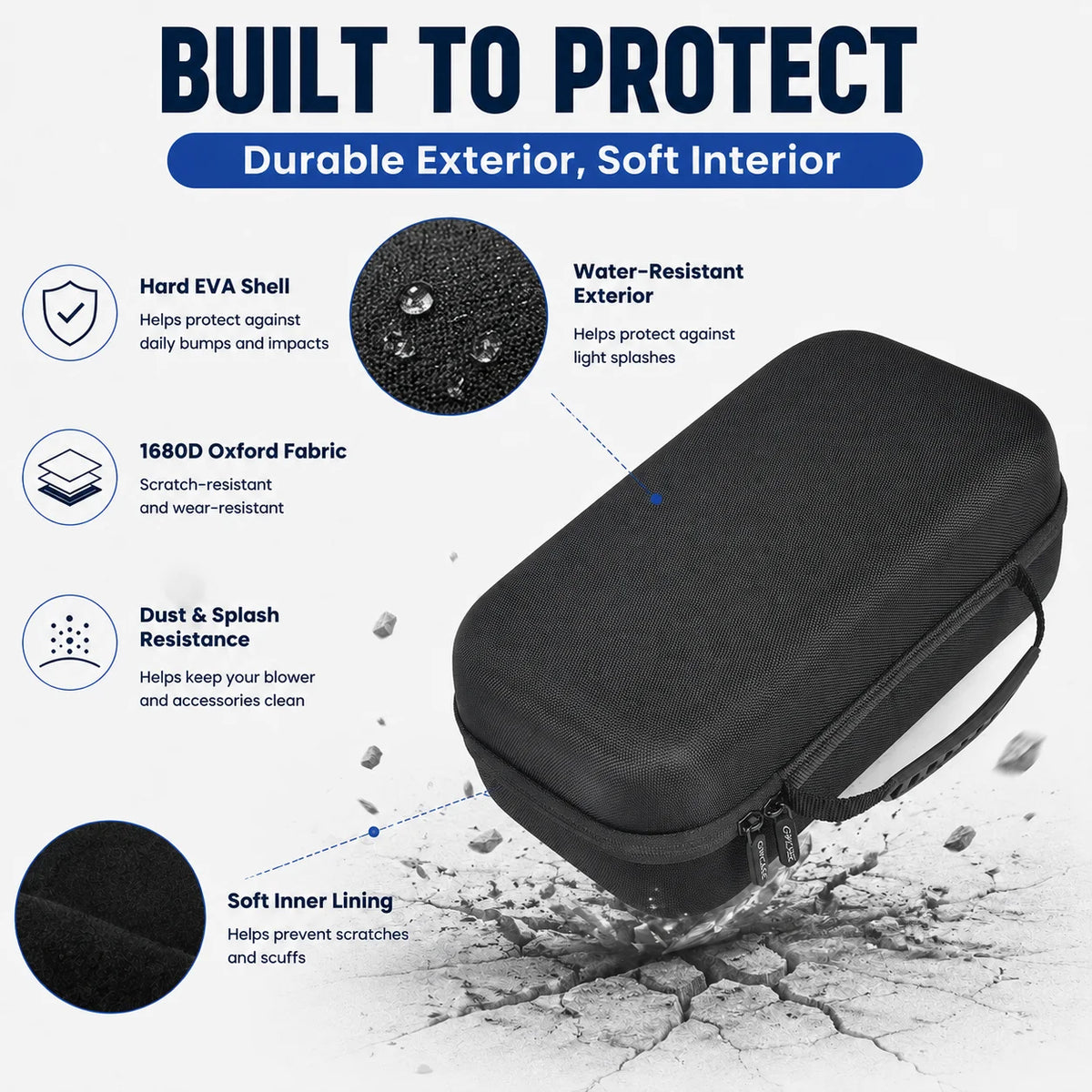 EVA Hard Case for Car Blower – 1680D Oxford Storage Organizer EVA Storage Case Babs