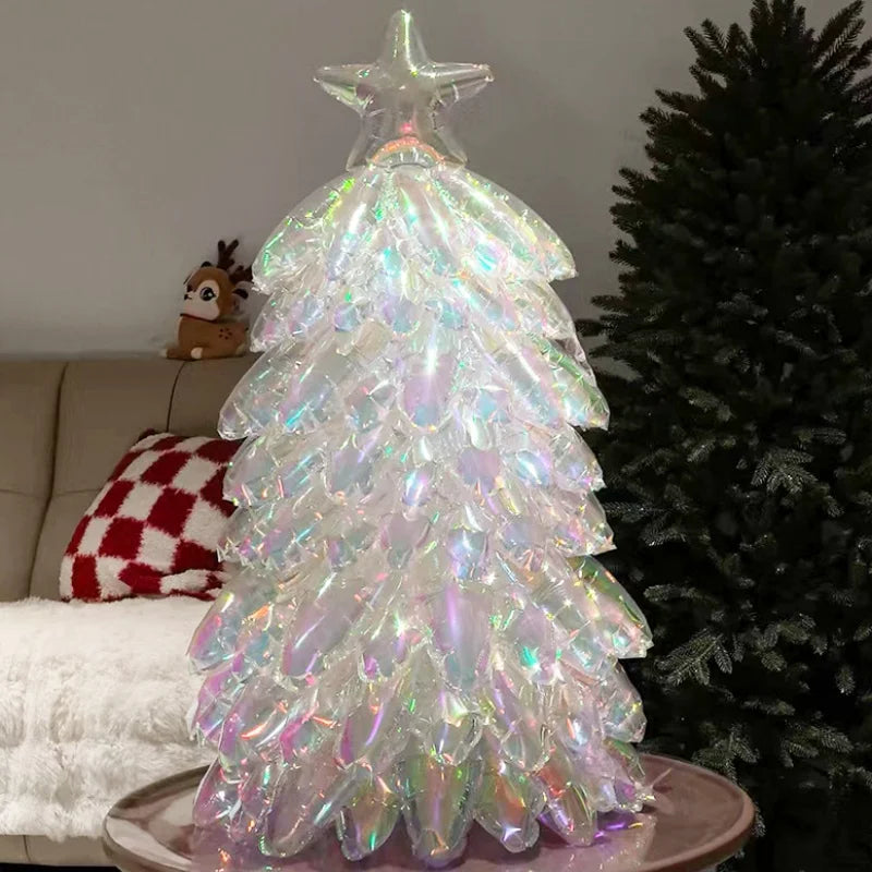 4D Rainbow Chrome Christmas Tree Foil Balloon 92x54cm Christmas Foil Balloon Babs