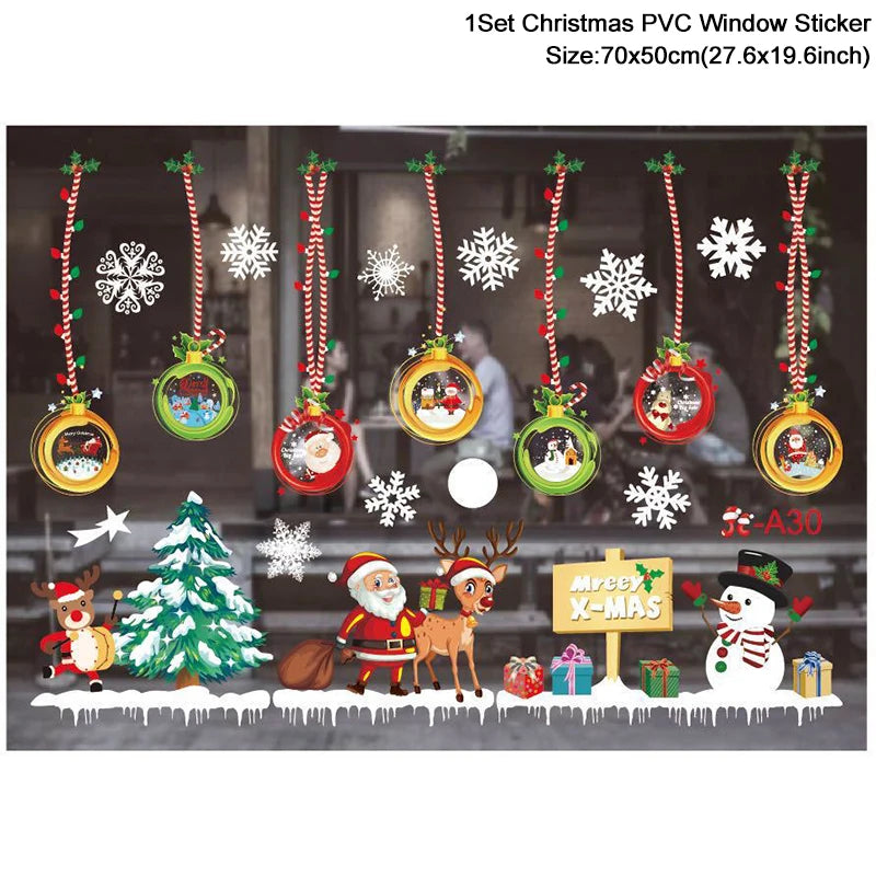 Christmas Window Stickers – Santa & Snowflake DIY Wall Decals