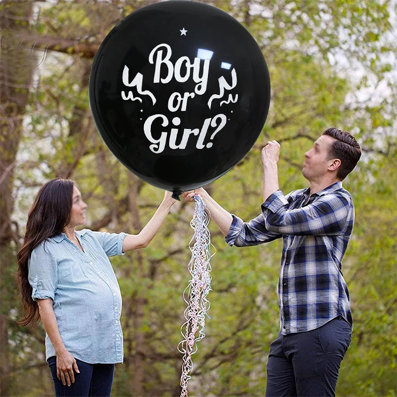36" Giant Gender Reveal Balloon Set – Blue & Pink Confetti Gender Reveal Balloon Babs