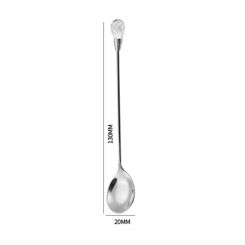 Diamond Crystal Coffee Spoon – Long Stainless Steel Stirring Spoon Decorative Stirring Spoon Babs A
