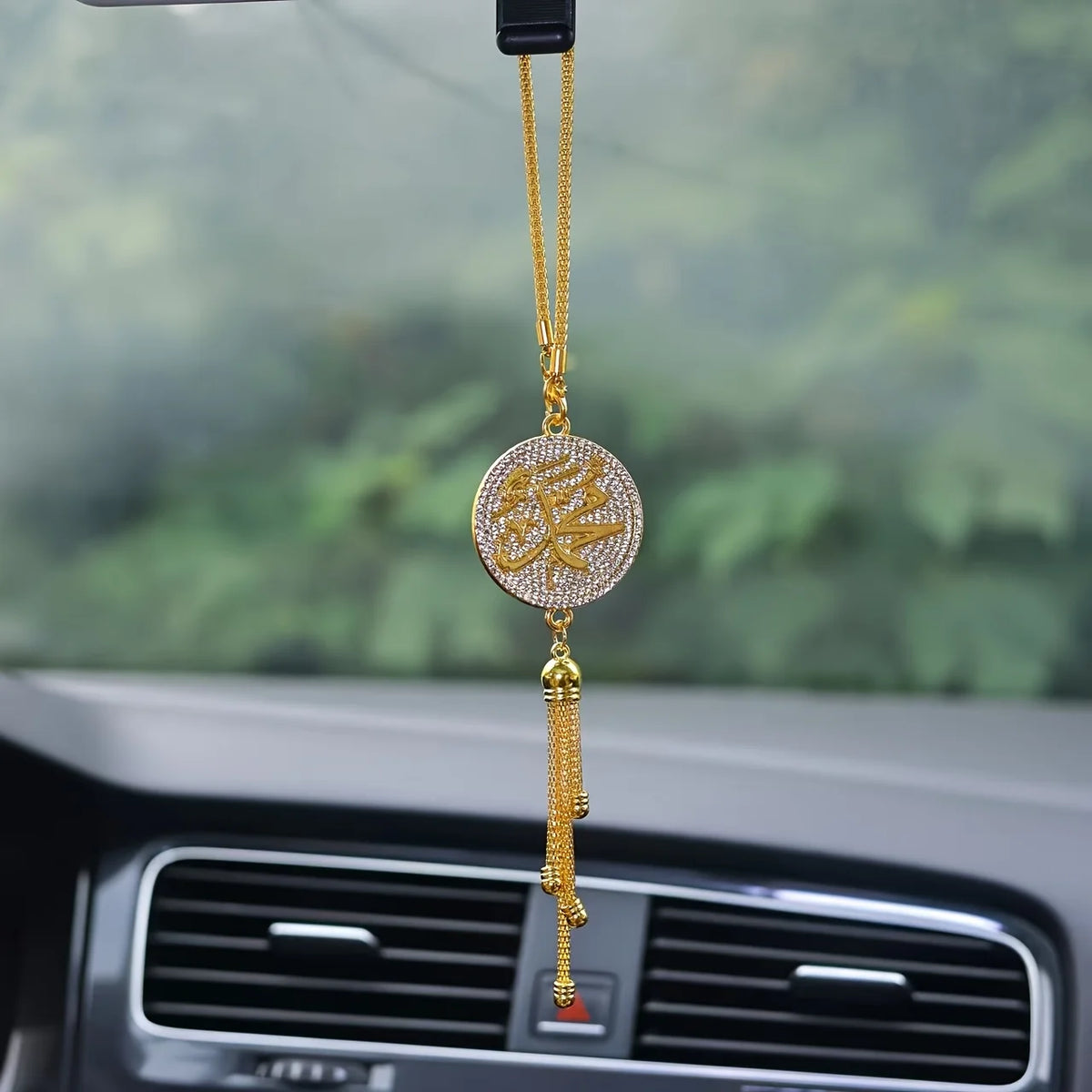 Diamond Islamic Scripture Car Pendant Ornament | Zinc Alloy Car Pendant Ornament Babs golden
