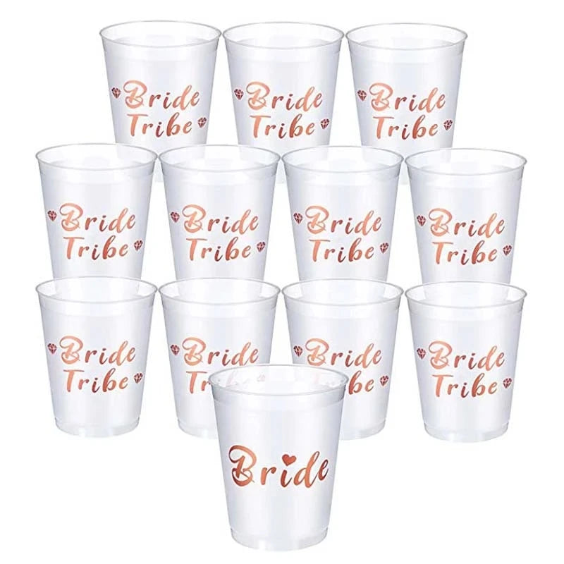 Team Bride Tribe Cups – Rose Gold Bachelorette Party Cups Party Drinkware Babs