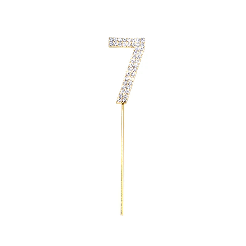 Glitter Rhinestone Number Cake Topper – Gold & Silver Decor Cake Topper Babs gold 7