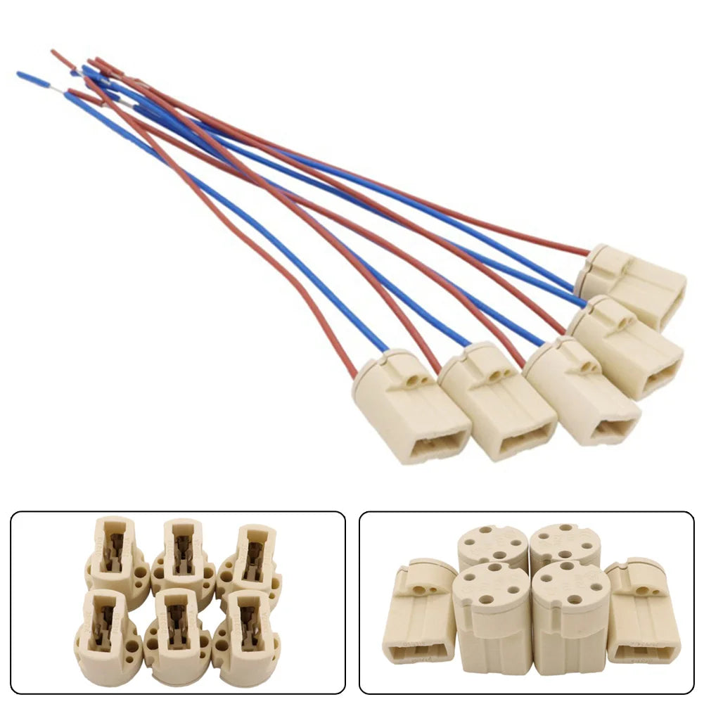 5-Pack G9 Ceramic Lamp Holder Base with Cable – 500W Halogen Lamp Socket Adapter Babs