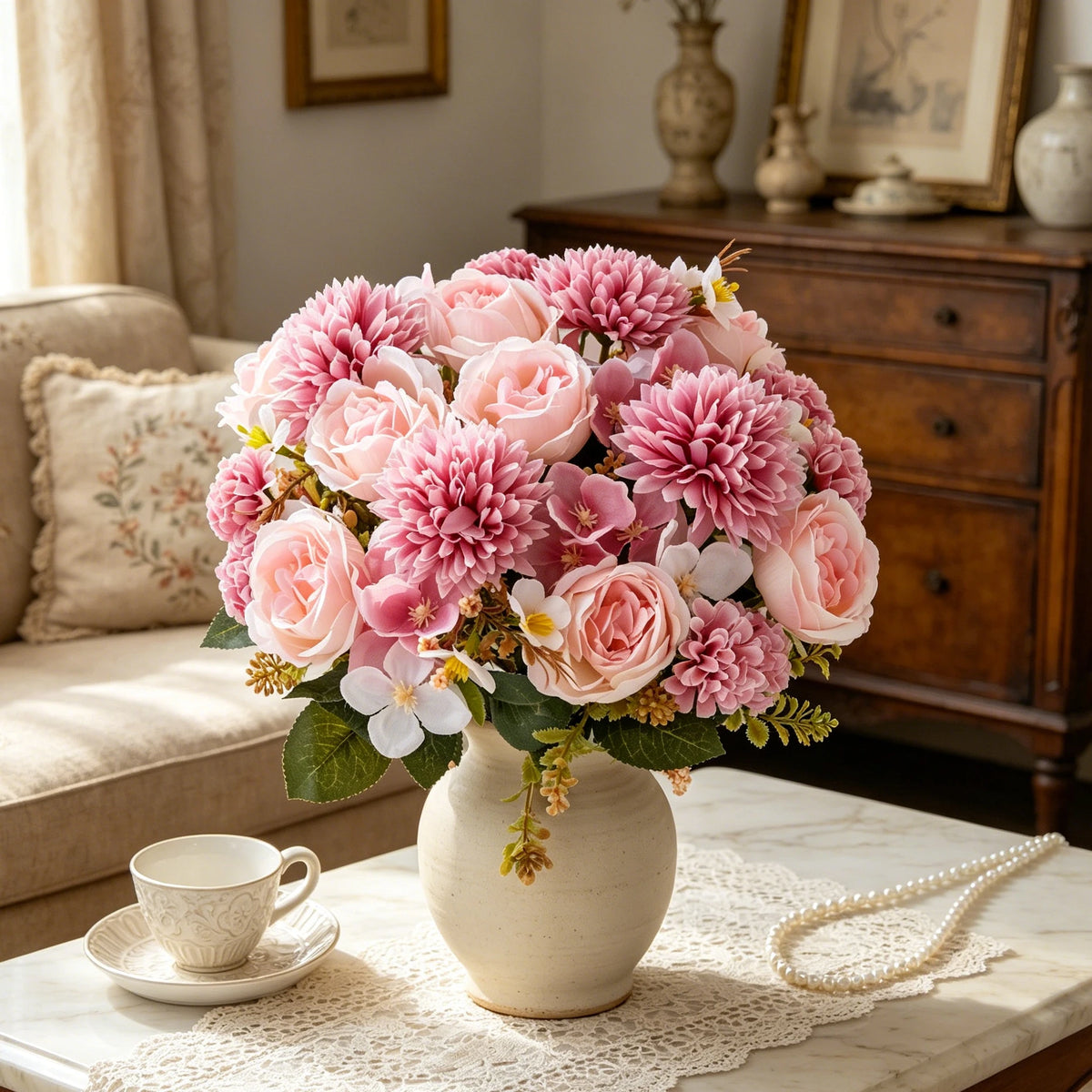 Silk Peony & Chrysanthemum Artificial Flowers for Weddings & Home Artificial Silk Flowers Babs