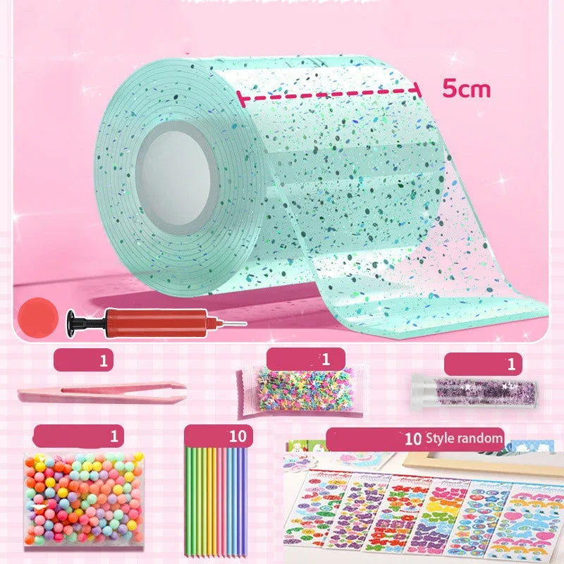 Squishy Nano Tape Glitter Set – Bubble Putty DIY Squeeze Toy Sensory Craft Toy Set Babs Green 3Set 1mm