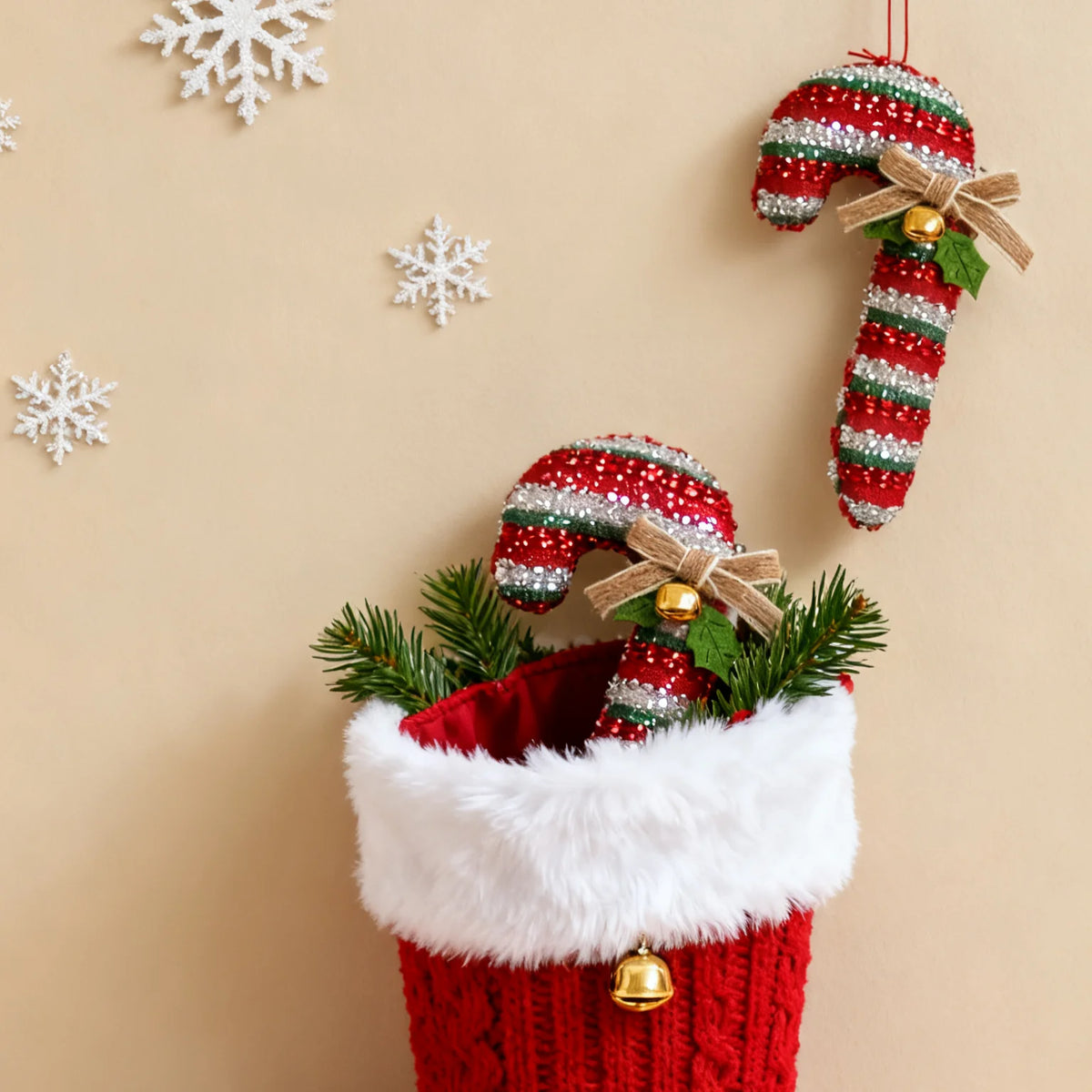 Christmas Tree Ornaments – Bow, Bells & Candy Cane Pendants Christmas Ornaments Babs