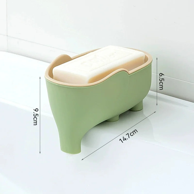 Elephant Double Layer Soap Dish – Cute Bathroom Soap Box Soap Dish Babs Green