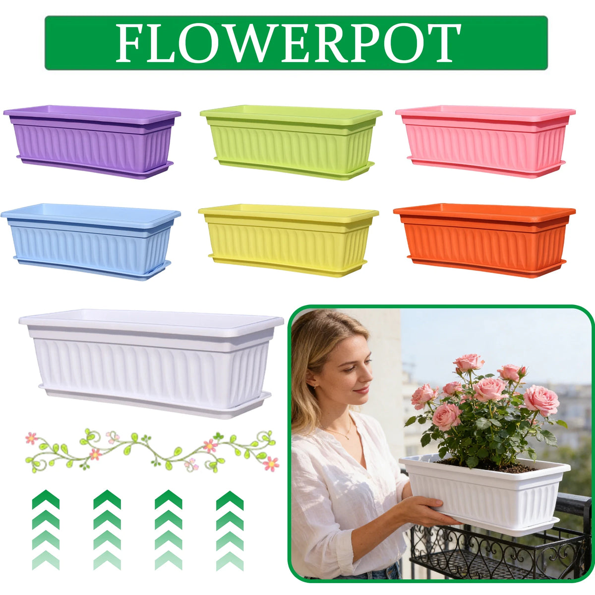 Rectangular Plastic Vegetable Planter Pot – Indoor & Balcony Vegetable Planter Pot Babs
