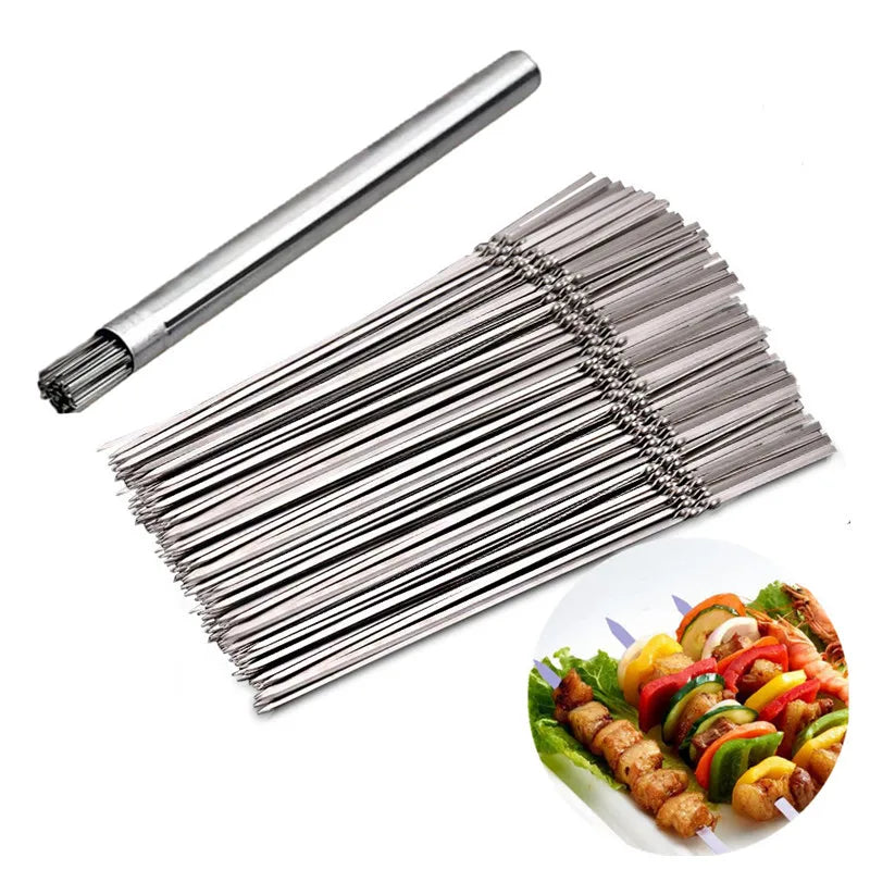 Reusable Stainless Steel BBQ Skewers – Kebab Grilling Set BBQ Skewer Set Babs