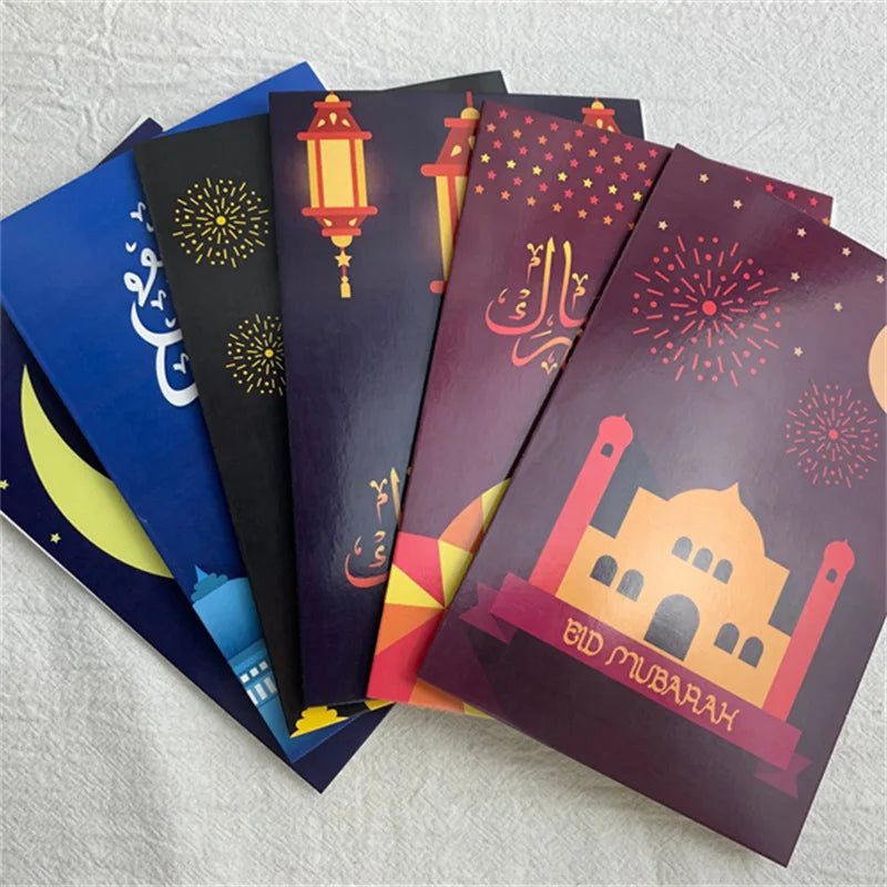 6pcs Eid Mubarak Greeting Cards with Envelopes – Ramadan Set Greeting Card Set Babs