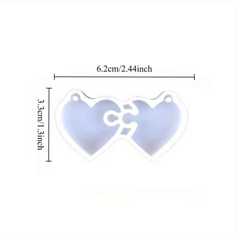 Heart Puzzle Silicone Resin Mold – DIY Keychain & Jewelry Silicone Resin Mold Babs 1 set