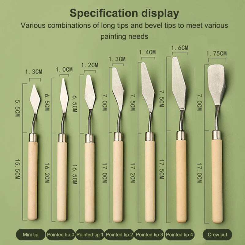 7-Piece Stainless Steel Palette Knife Set for Oil Painting Palette Knife Set Babs