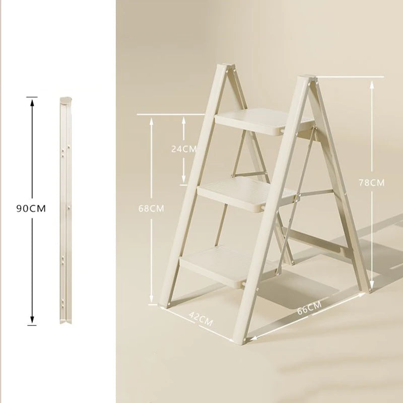 Portable Folding Ladder – Heavy-Duty, 150kg+ Capacity Folding Ladder Babs 3 Layer White