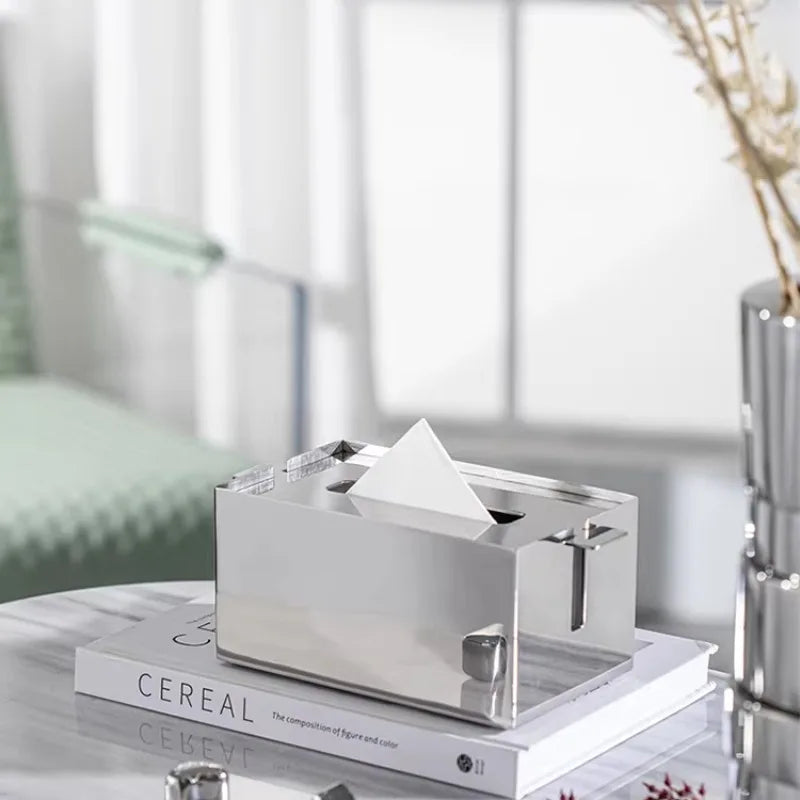 Luxury Rectangular Stainless Steel Tissue Box – Silver Tissue Box Holder Babs