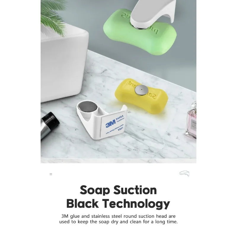 Magnetic Soap Holder – Punch-Free Draining Bathroom Soap Box Soap Dish Holder Babs