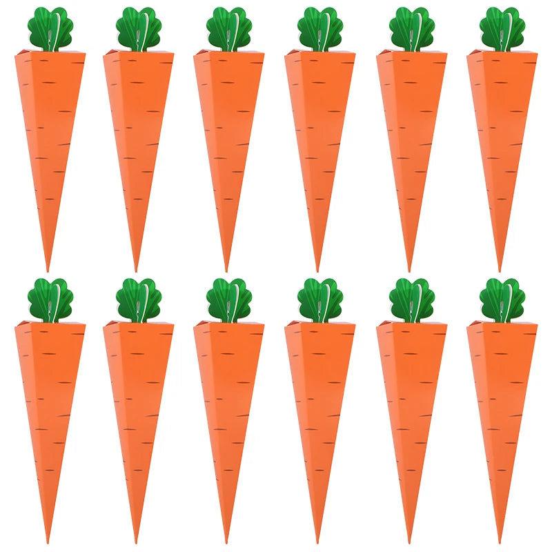 12pcs Easter Carrot Candy Boxes – Bunny Party Favor Bags Party Favor Boxes Babs 12pcs 20x4.2cm