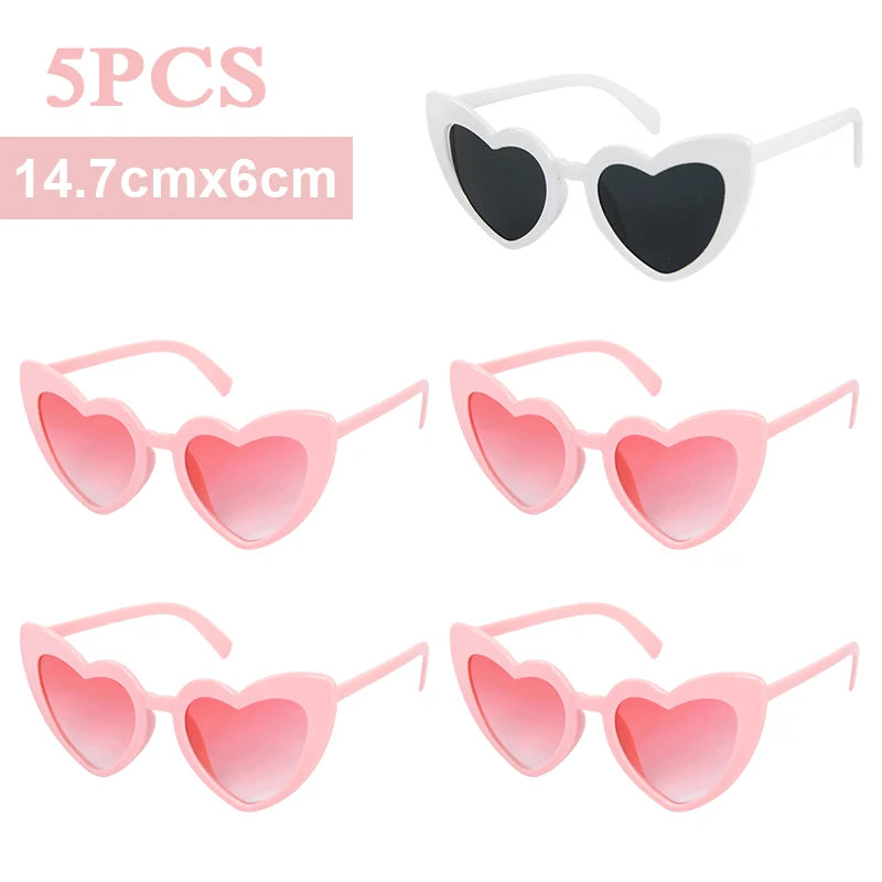 Heart Shaped Bachelorette Party Sunglasses | Bridal Shower Gift Party Novelty Sunglasses Babs 1white 4lpink