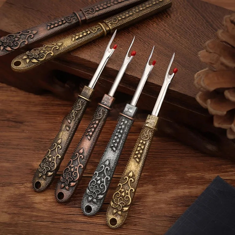 2pcs Vintage Brass Seam Ripper Set – Thread Cutter with Handle Seam Ripper Set Babs