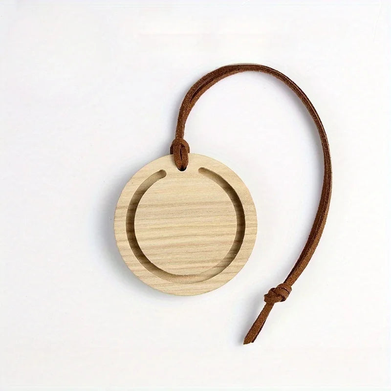 Round Wood Car Diffuser – White Wax Wood & Black Walnut Handmade Wood Car Diffuser Babs White wax wood