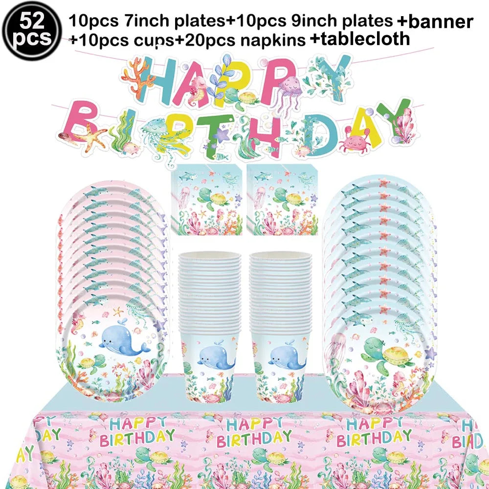 Under the Sea Birthday Party Supplies – Ocean Theme Decor Set Party Supply Set Babs army green