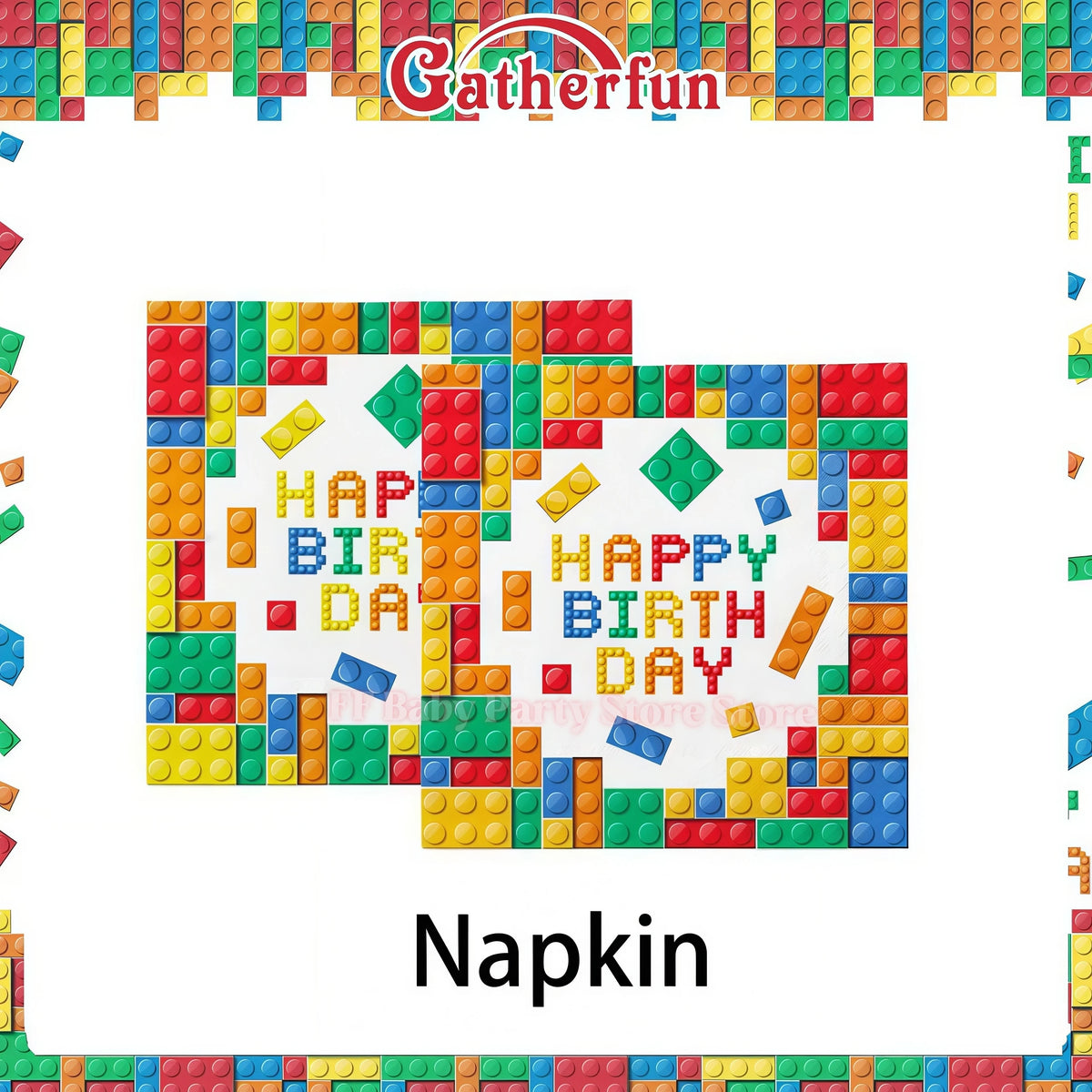 Building Blocks Birthday Party Kit – Plates, Cups, Balloons Party Tableware Kit Babs 20pcs Napkins 3