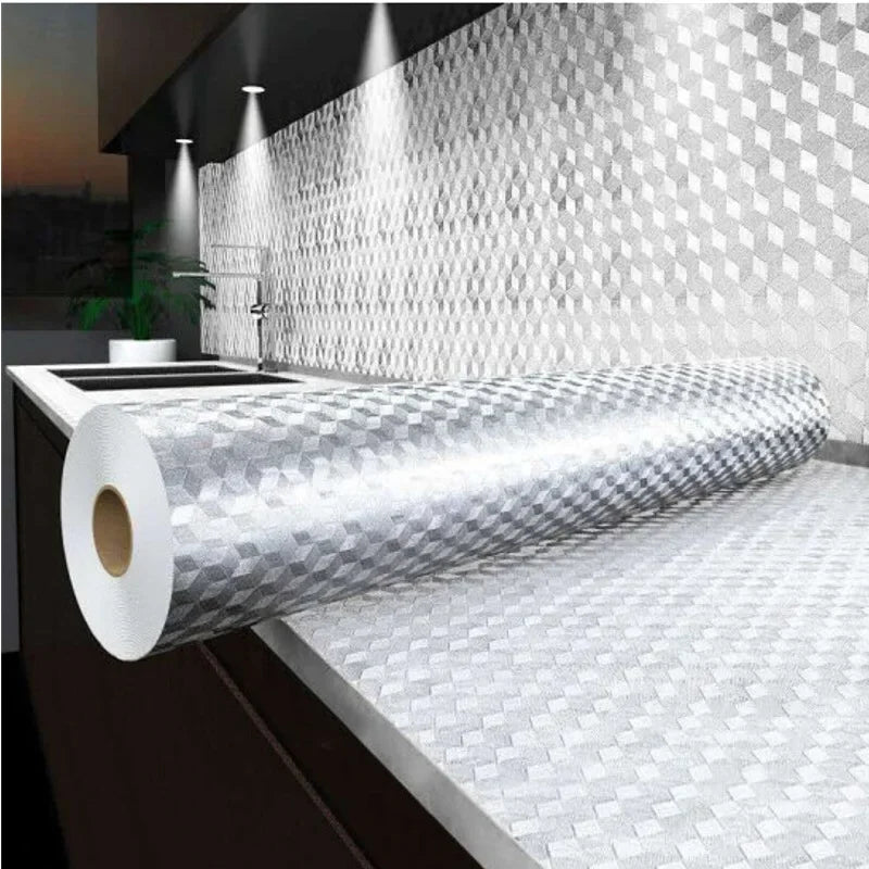 Oil-Proof Self-Adhesive Kitchen Backsplash Wallpaper – Waterproof PVC Peel & Stick Wallpaper Babs Cubic Lattice 40CMx10M