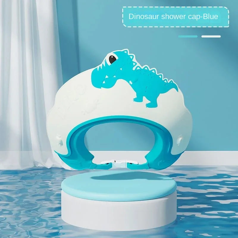 Baby Waterproof Shampoo Cap | Adjustable Silicone Dinosaur Hat Baby Bath Cap Babs