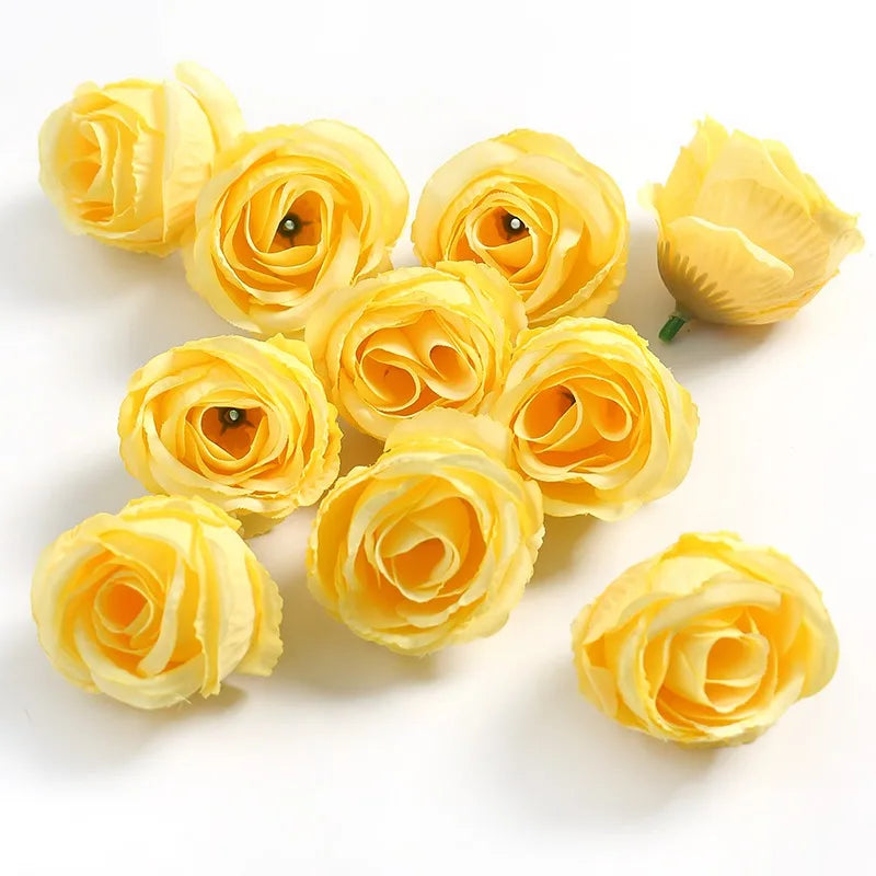 Yellow Silk Artificial Rose Heads – Wedding & Home Décor DIY Artificial Silk Flowers Babs 5 10Pcs