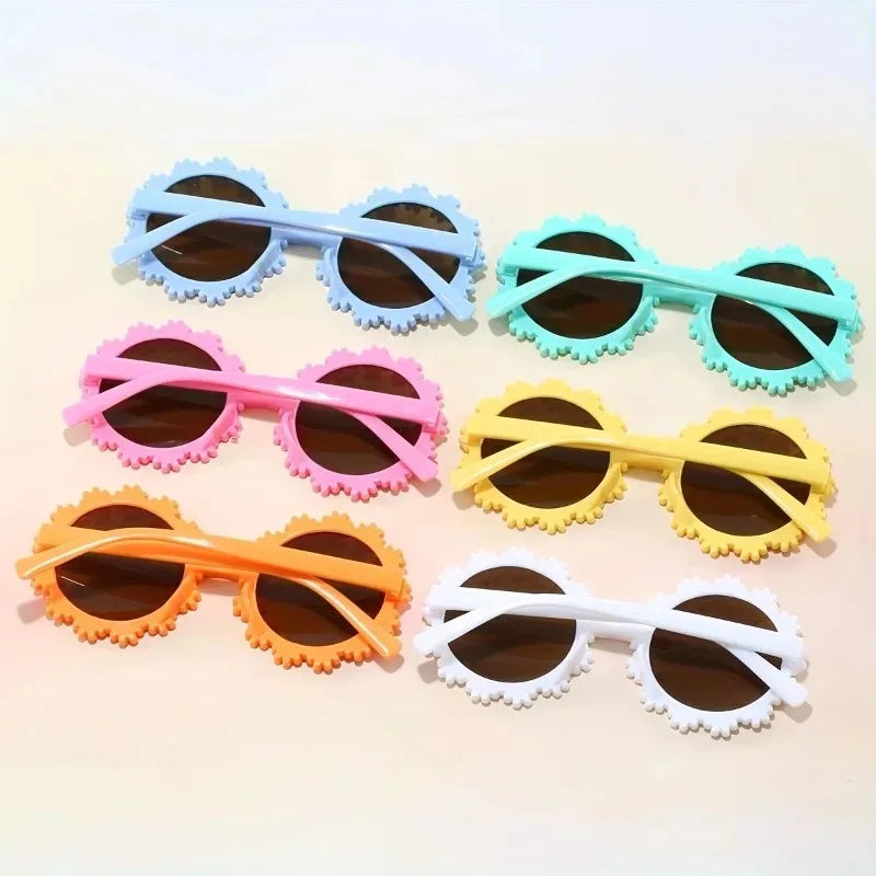 Kids Daisy Flower Sunglasses UV400 Round Frame | 1-8 Pack Kids Sunglasses Babs