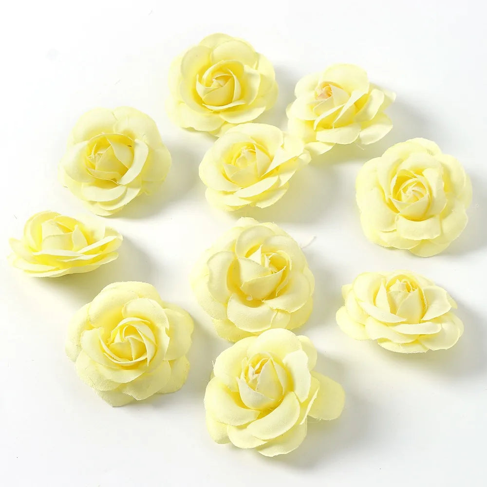 Yellow Silk Artificial Rose Heads – Wedding & Home Décor DIY Artificial Silk Flowers Babs 33 10Pcs