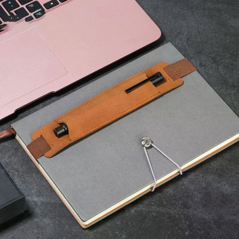 PU Leather Notebook Pen Holder Sleeve – Adjustable Elastic Notebook Pen Holder Babs