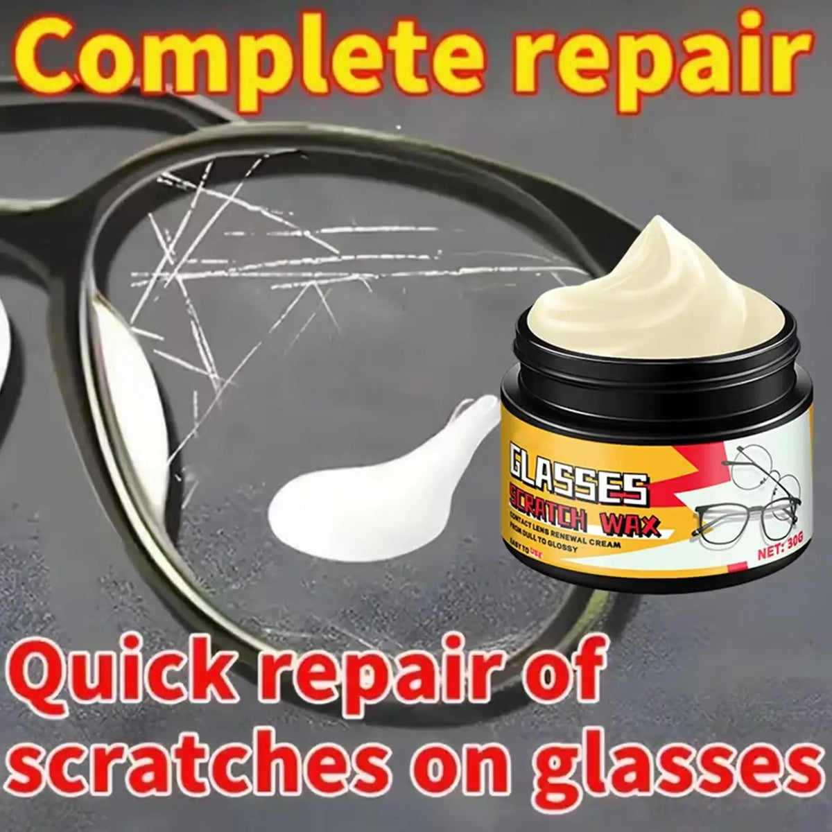 Glasses Scratch Remover Polish 30g + Sponge – Lens & Screen Lens Polish Kit Babs