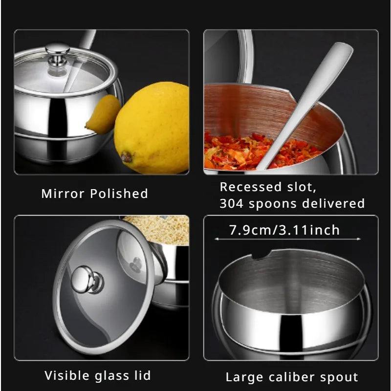 304 Stainless Steel Spice Jar Set | Salt Shaker & Free Spoon Spice Jar Set Babs
