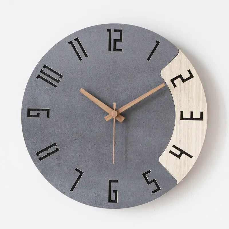 Nordic Silent Wall Clock – Modern Minimalist Wood & Acrylic Decor Silent Wall Clock Babs Gray 15 Inch