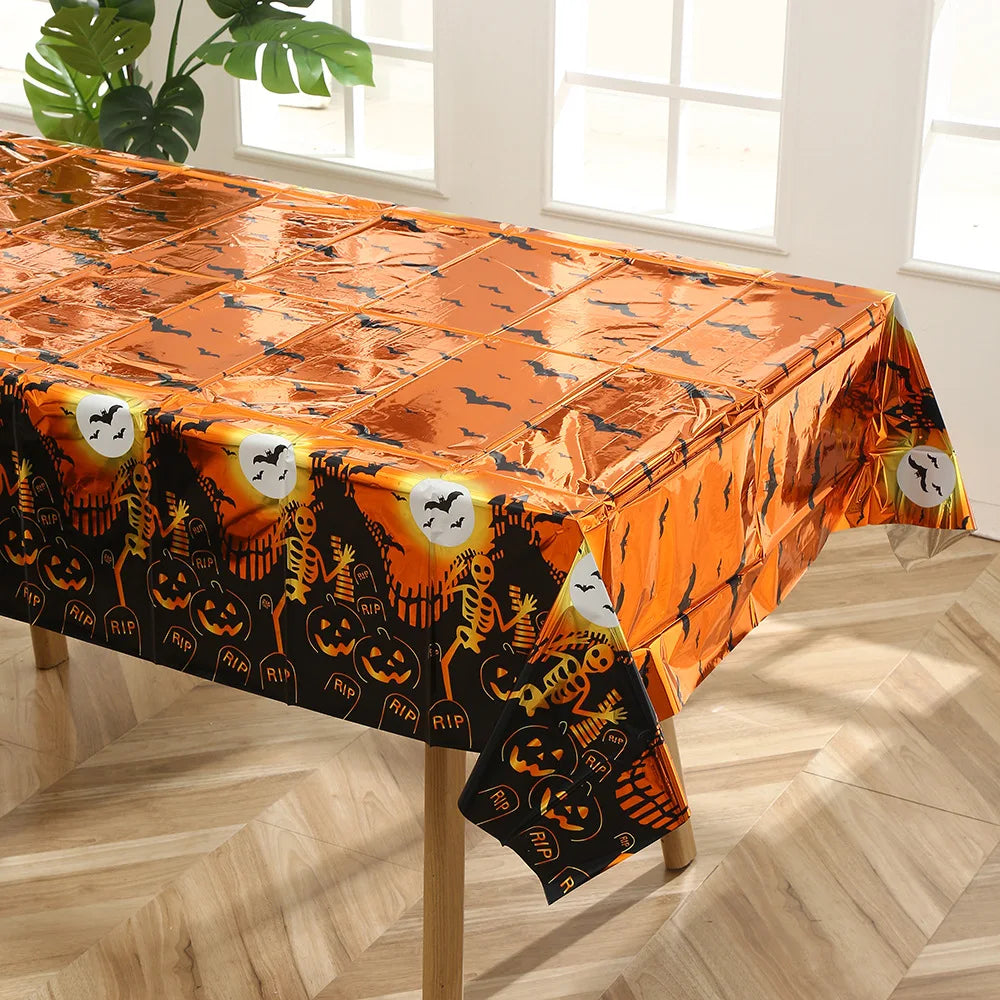 Halloween Tablecloth 137×183cm – Pumpkin, Ghost & Bat Print Halloween Tablecloth Babs