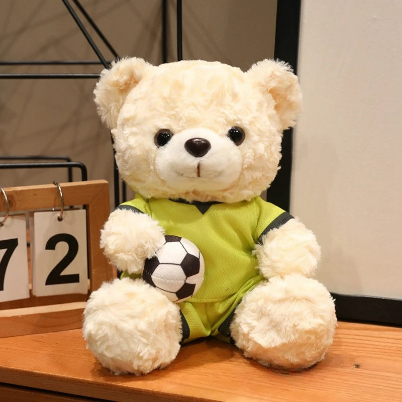 Football Bear Stuffed Plush | Soccer Fan Mascot Gift Toy Stuffed Plush Toy Babs White B