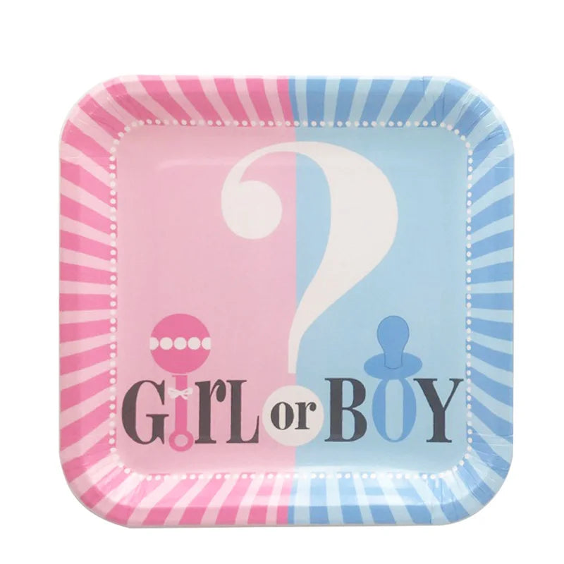 Gender Reveal Disposable Tableware Set – Baby Shower Party Disposable Tableware Set Babs