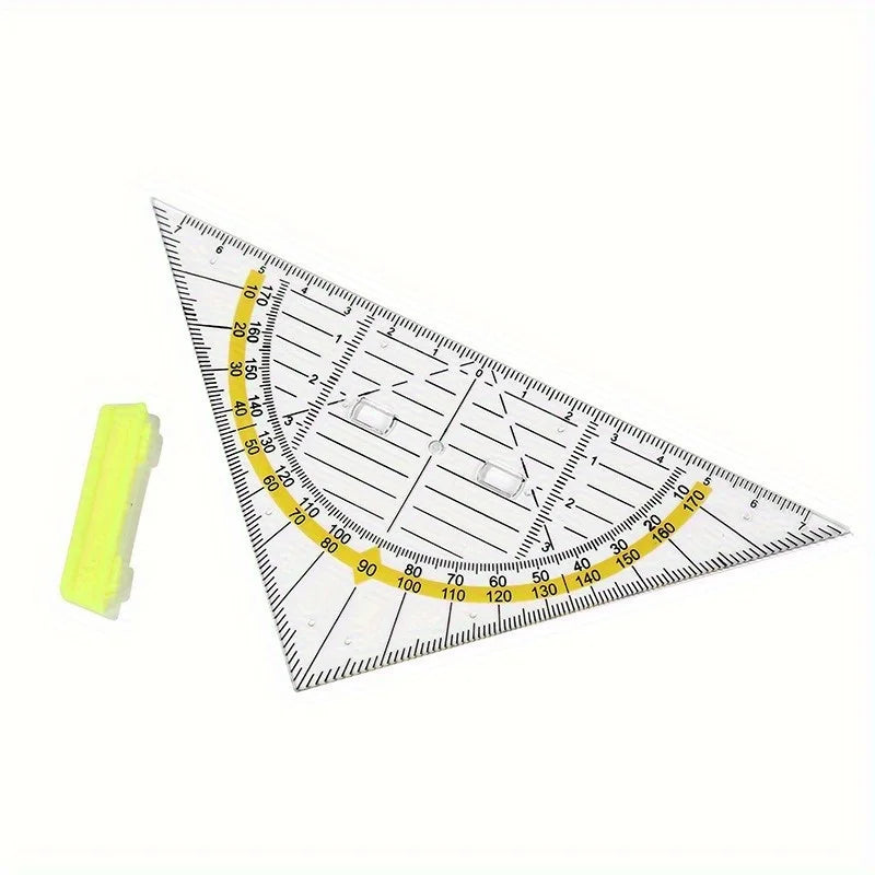 Transparent Protractor & Triangle Ruler Set – Shatterproof Plastic Ruler & Protractor Set Babs